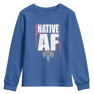 Native American Indian Youth Sweatshirt Native AF Indigenous Vintage Thunderbird TS11 Royal Blue Print Your Wear