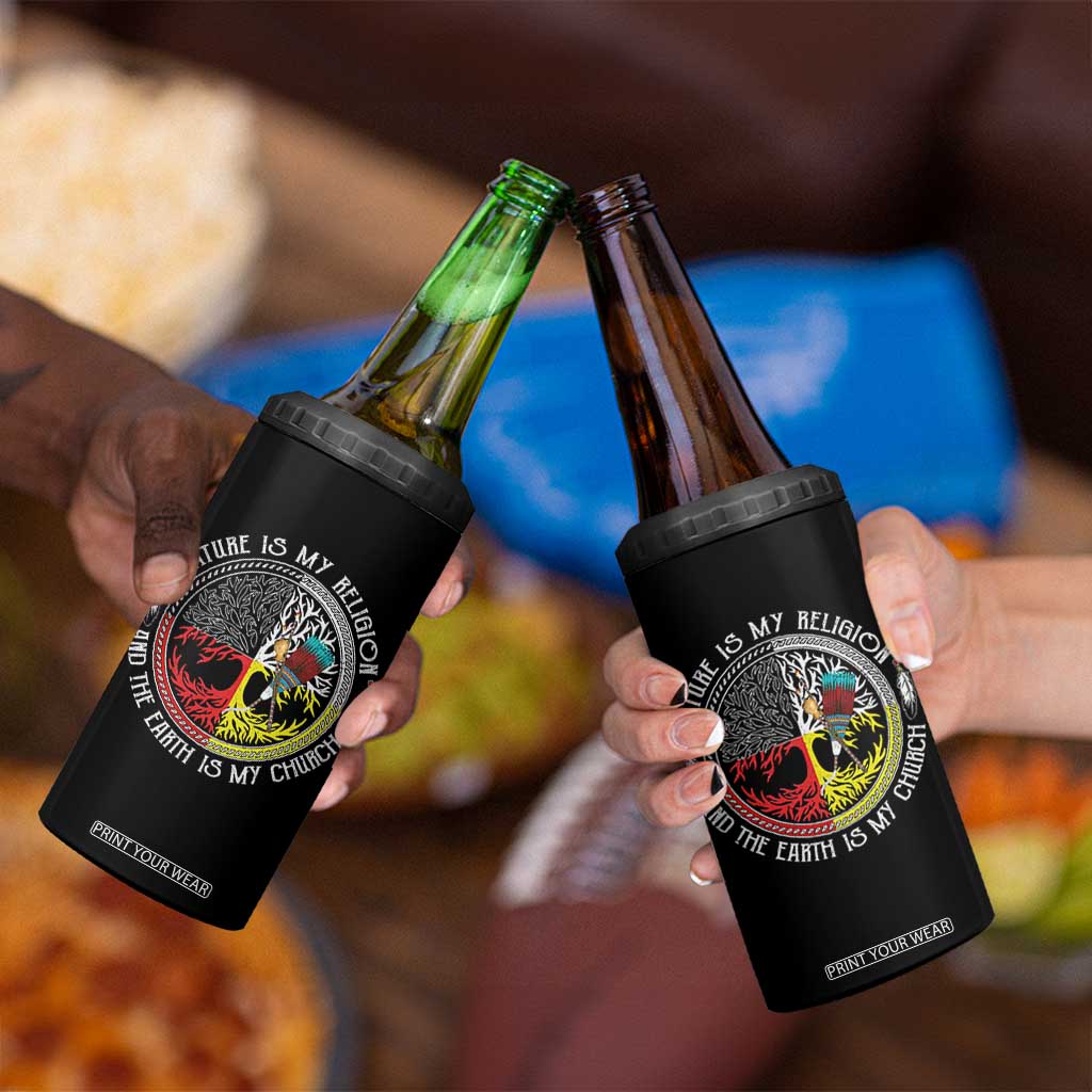 Native Americans 4 in 1 Can Cooler Tumbler Nature Is My Religion And The Earth Is My Church Tree Peyote TS11 Print Your Wear