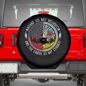 Native Americans Spare Tire Cover Nature Is My Religion And The Earth Is My Church Tree Peyote TS11 Black Print Your Wear