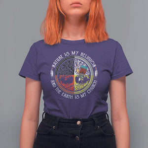 Native Americans T Shirt For Women Nature Is My Religion And The Earth Is My Church Tree Peyote TS11 Purple Print Your Wear