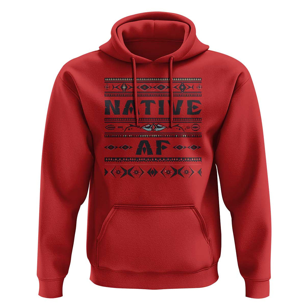 Native American Indian Hoodie Native AF Vintage Beadwork Indigenous Pride TS11 Red Print Your Wear