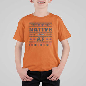 Native American Indian T Shirt For Kid Native AF Vintage Beadwork Indigenous Pride TS11 Orange Print Your Wear