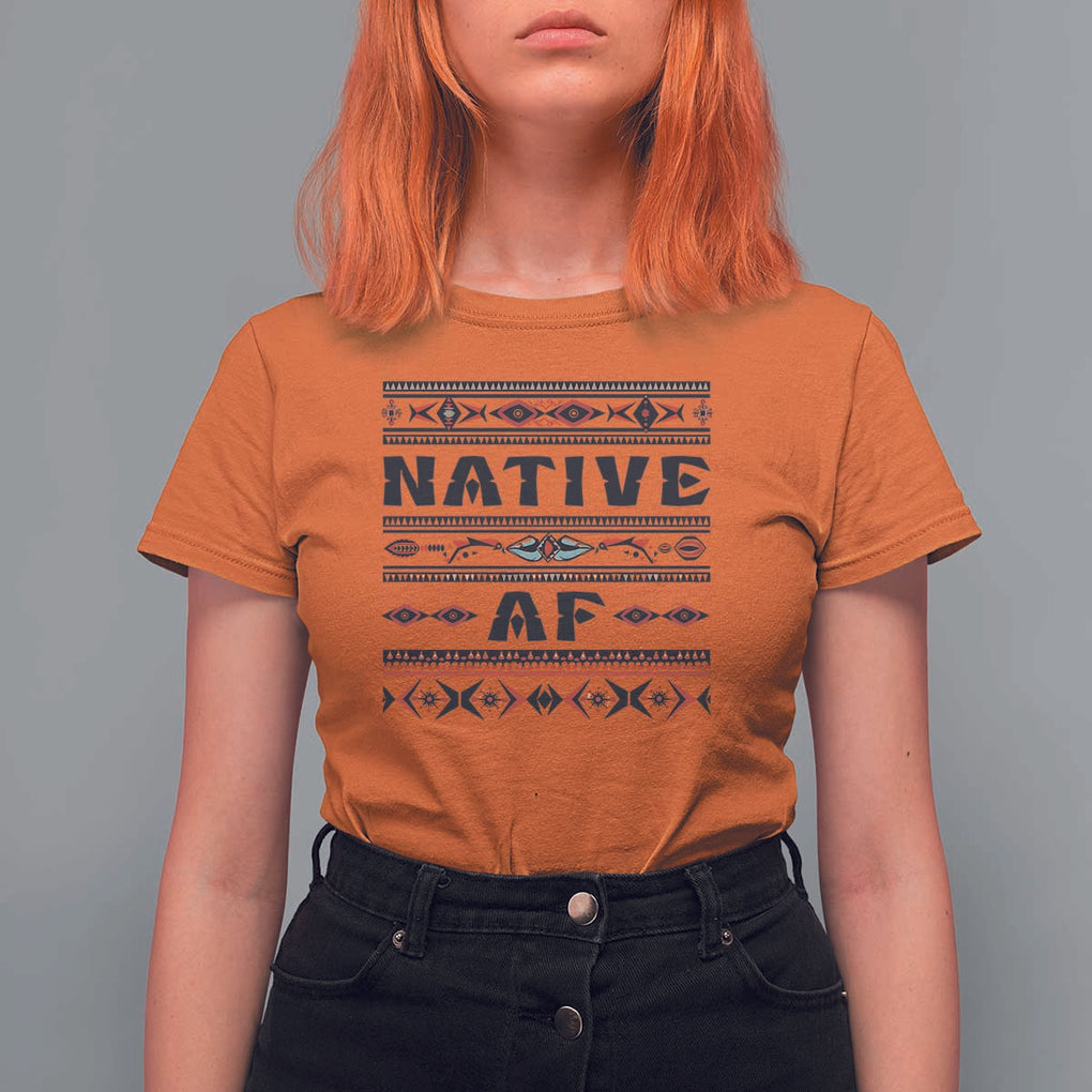 Native American Indian T Shirt For Women Native AF Vintage Beadwork Indigenous Pride TS11 Orange Print Your Wear