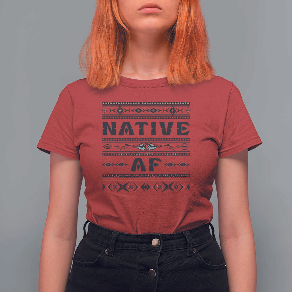 Native American Indian T Shirt For Women Native AF Vintage Beadwork Indigenous Pride TS11 Red Print Your Wear
