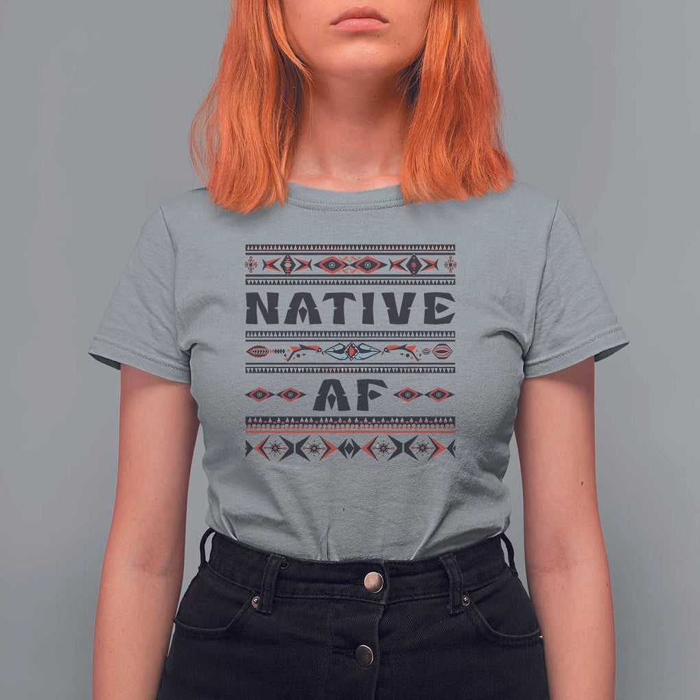 Native American Indian T Shirt For Women Native AF Vintage Beadwork Indigenous Pride TS11 Sport Gray Print Your Wear