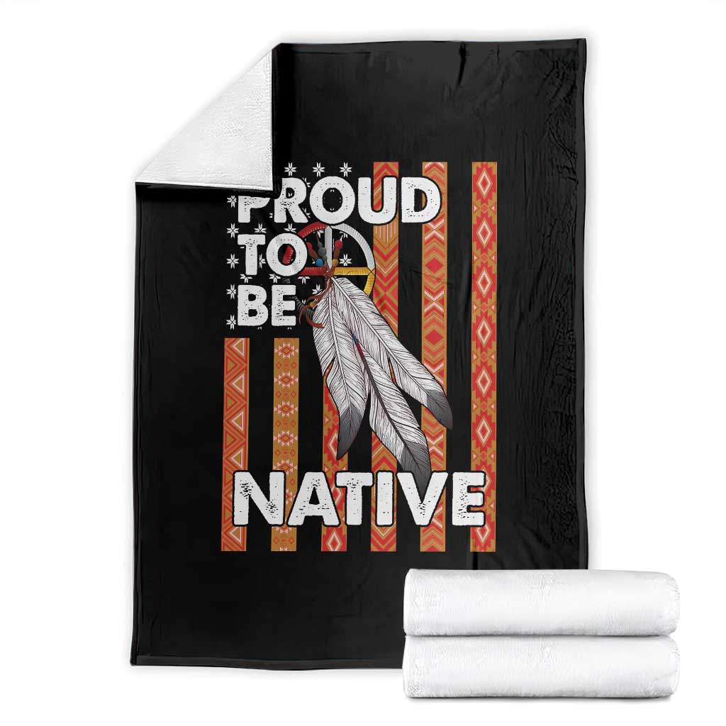 Native American Throw Blanket Proud To Be Native American Flag Tribal Prints Medicine Wheel TS11 Black Print Your Wear