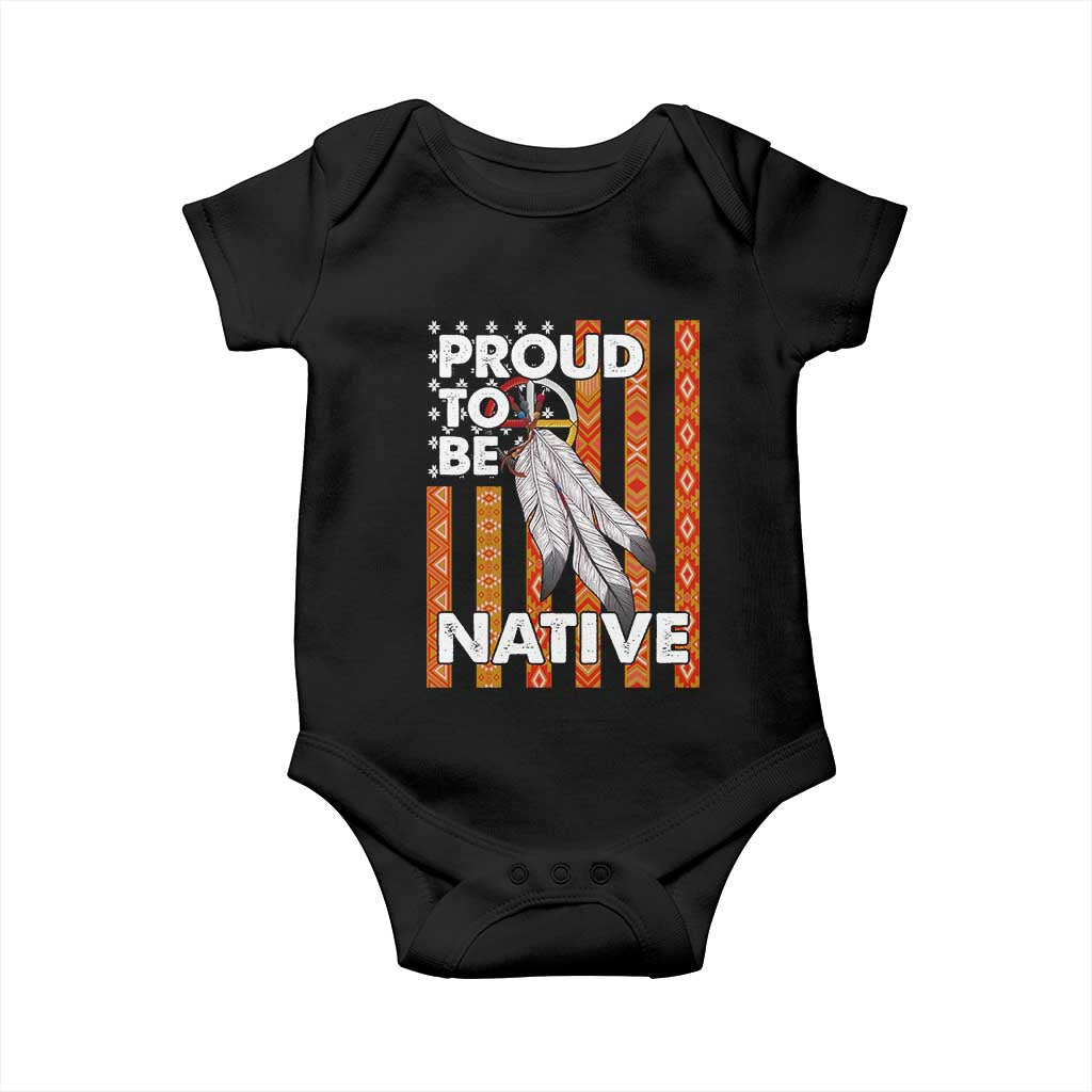 Native American Baby Onesie Proud To Be Native American Flag Tribal Prints Medicine Wheel TS11 Black Print Your Wear
