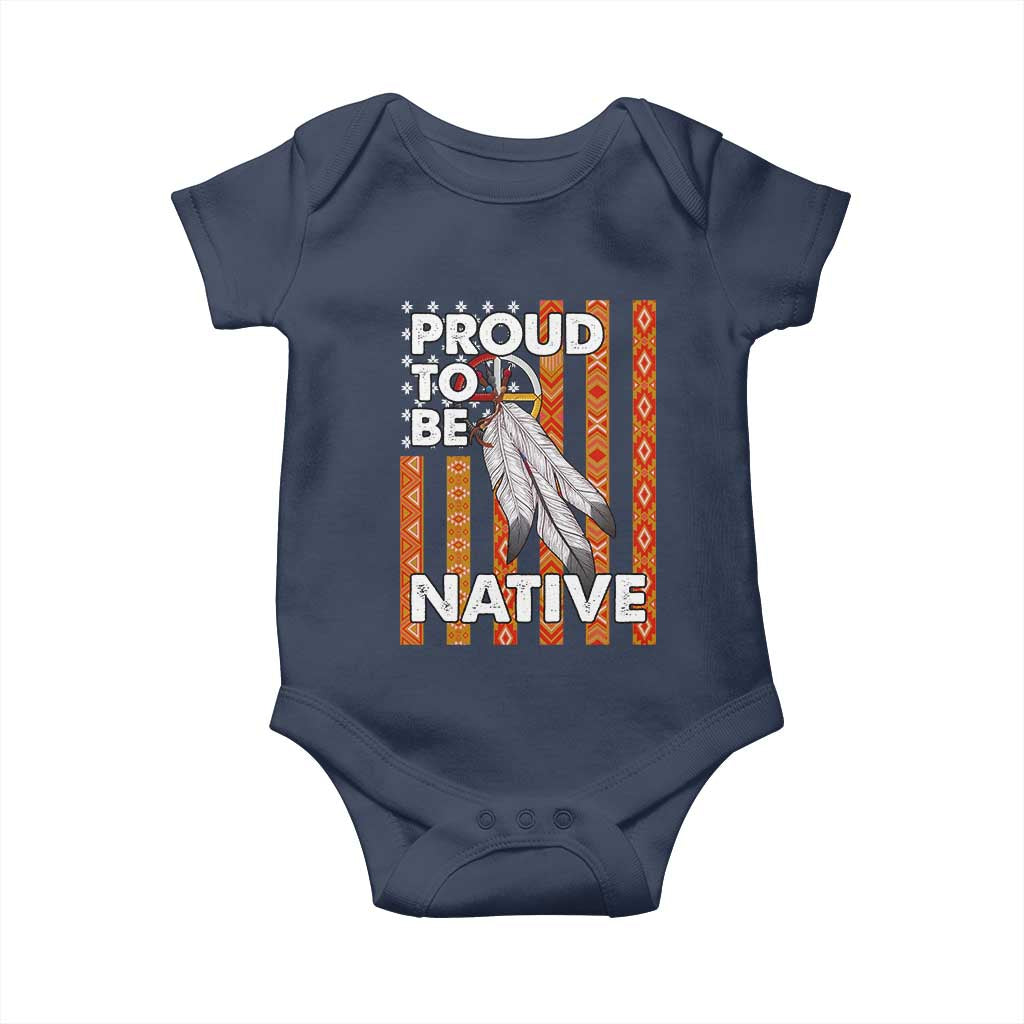 Native American Baby Onesie Proud To Be Native American Flag Tribal Prints Medicine Wheel TS11 Navy Print Your Wear