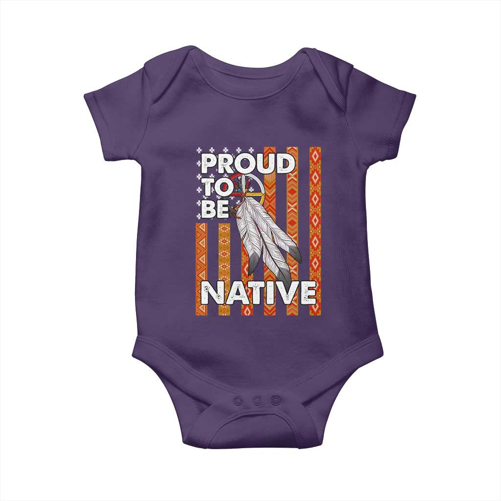 Native American Baby Onesie Proud To Be Native American Flag Tribal Prints Medicine Wheel TS11 Purple Print Your Wear