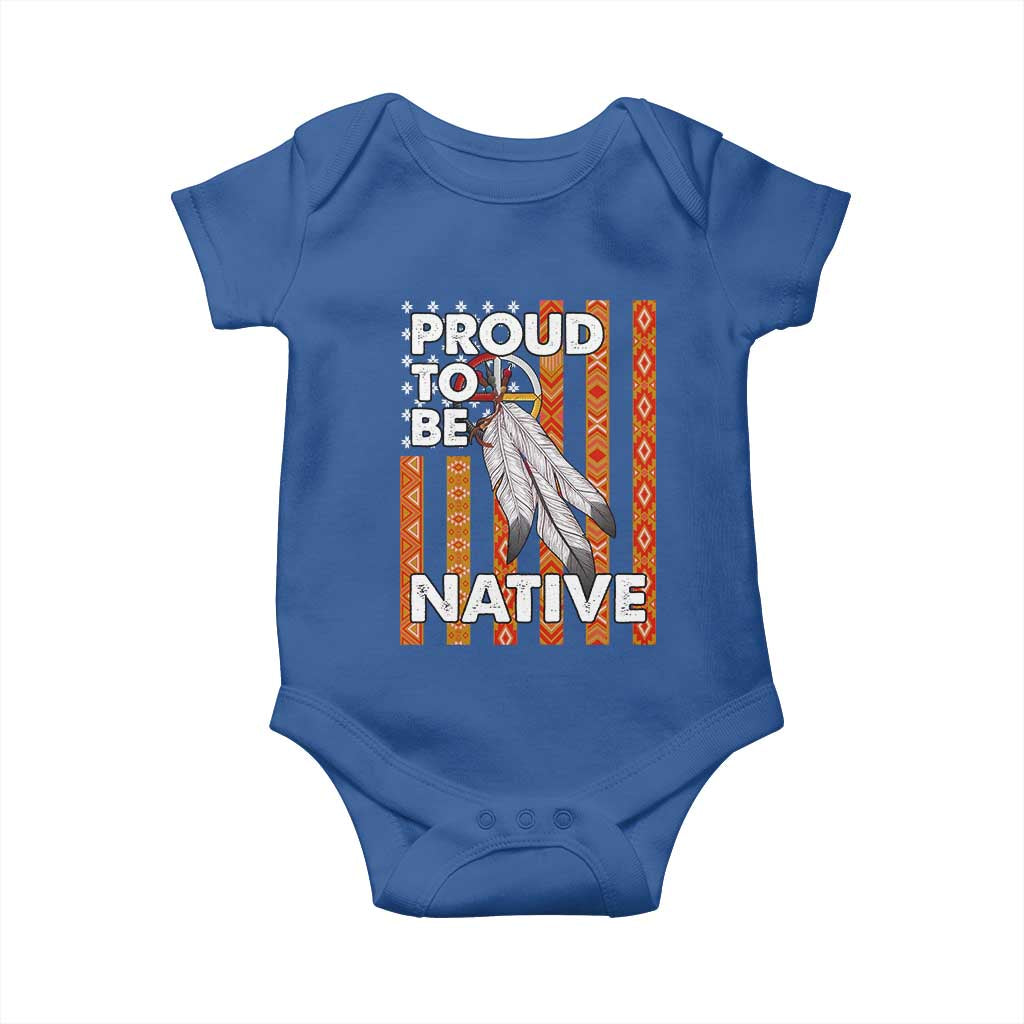 Native American Baby Onesie Proud To Be Native American Flag Tribal Prints Medicine Wheel TS11 Royal Blue Print Your Wear
