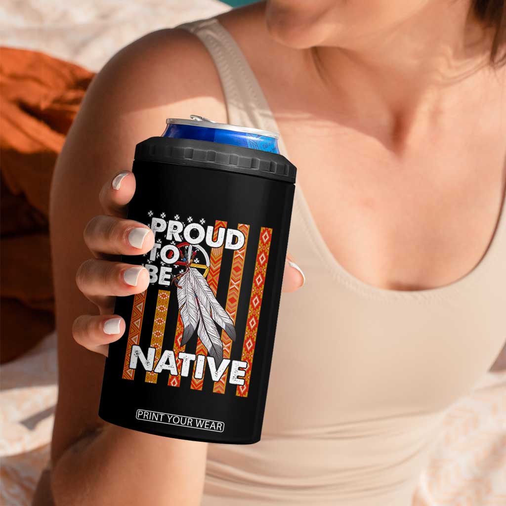 Native American 4 in 1 Can Cooler Tumbler Proud To Be Native American Flag Tribal Prints Medicine Wheel TS11 Print Your Wear