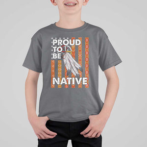 Native American T Shirt For Kid Proud To Be Native American Flag Tribal Prints Medicine Wheel TS11 Charcoal Print Your Wear