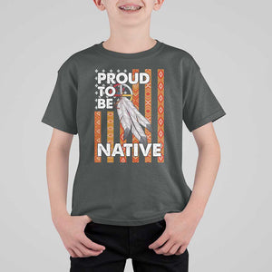 Native American T Shirt For Kid Proud To Be Native American Flag Tribal Prints Medicine Wheel TS11 Dark Heather Print Your Wear