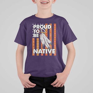 Native American T Shirt For Kid Proud To Be Native American Flag Tribal Prints Medicine Wheel TS11 Purple Print Your Wear