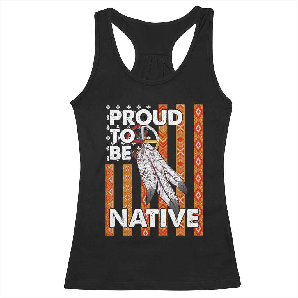 Native American Racerback Tank Top Proud To Be Native American Flag Tribal Prints Medicine Wheel TS11 Black Print Your Wear