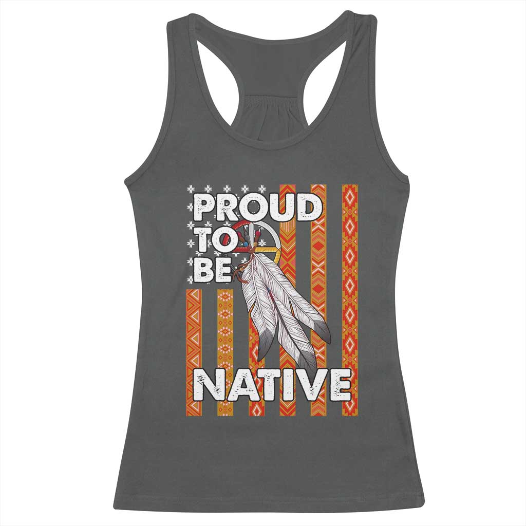 Native American Racerback Tank Top Proud To Be Native American Flag Tribal Prints Medicine Wheel TS11 Dark Heather Print Your Wear