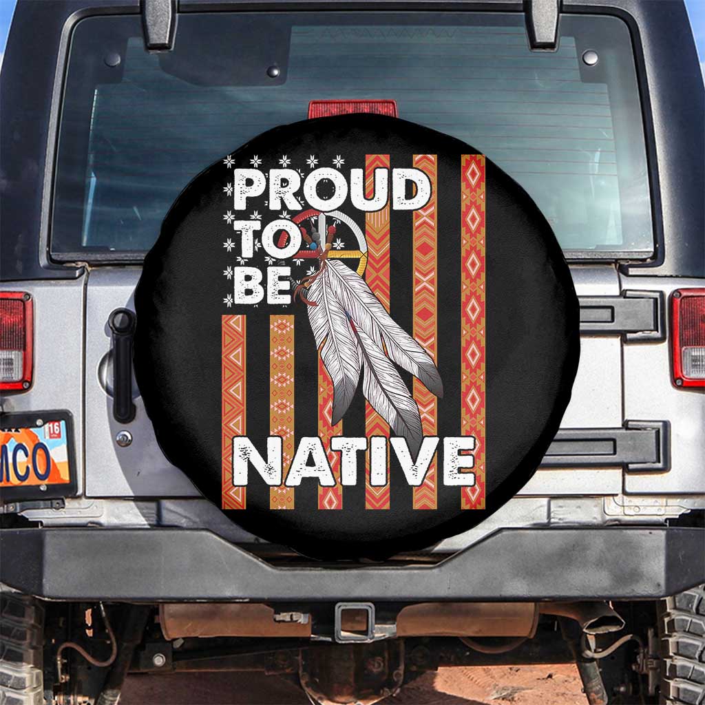 Native American Spare Tire Cover Proud To Be Native American Flag Tribal Prints Medicine Wheel TS11 No hole Black Print Your Wear