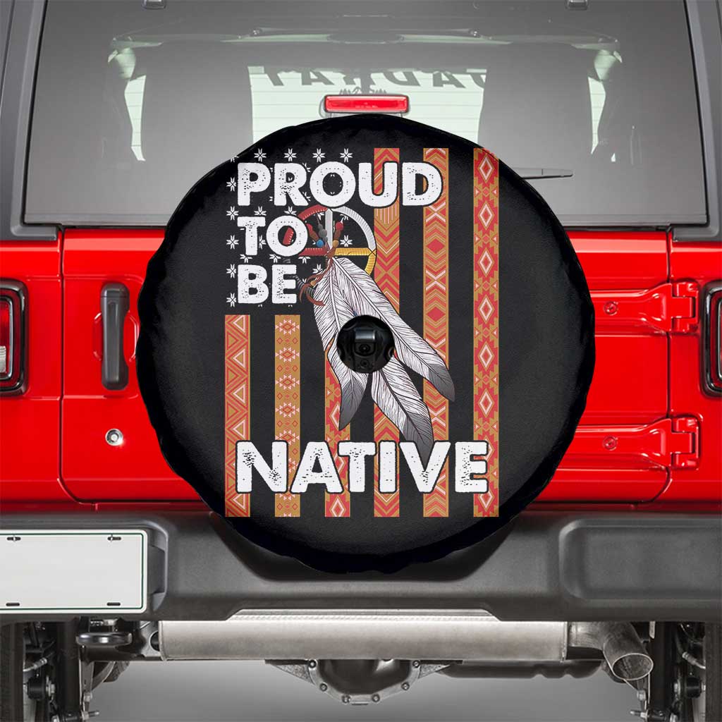 Native American Spare Tire Cover Proud To Be Native American Flag Tribal Prints Medicine Wheel TS11 Black Print Your Wear