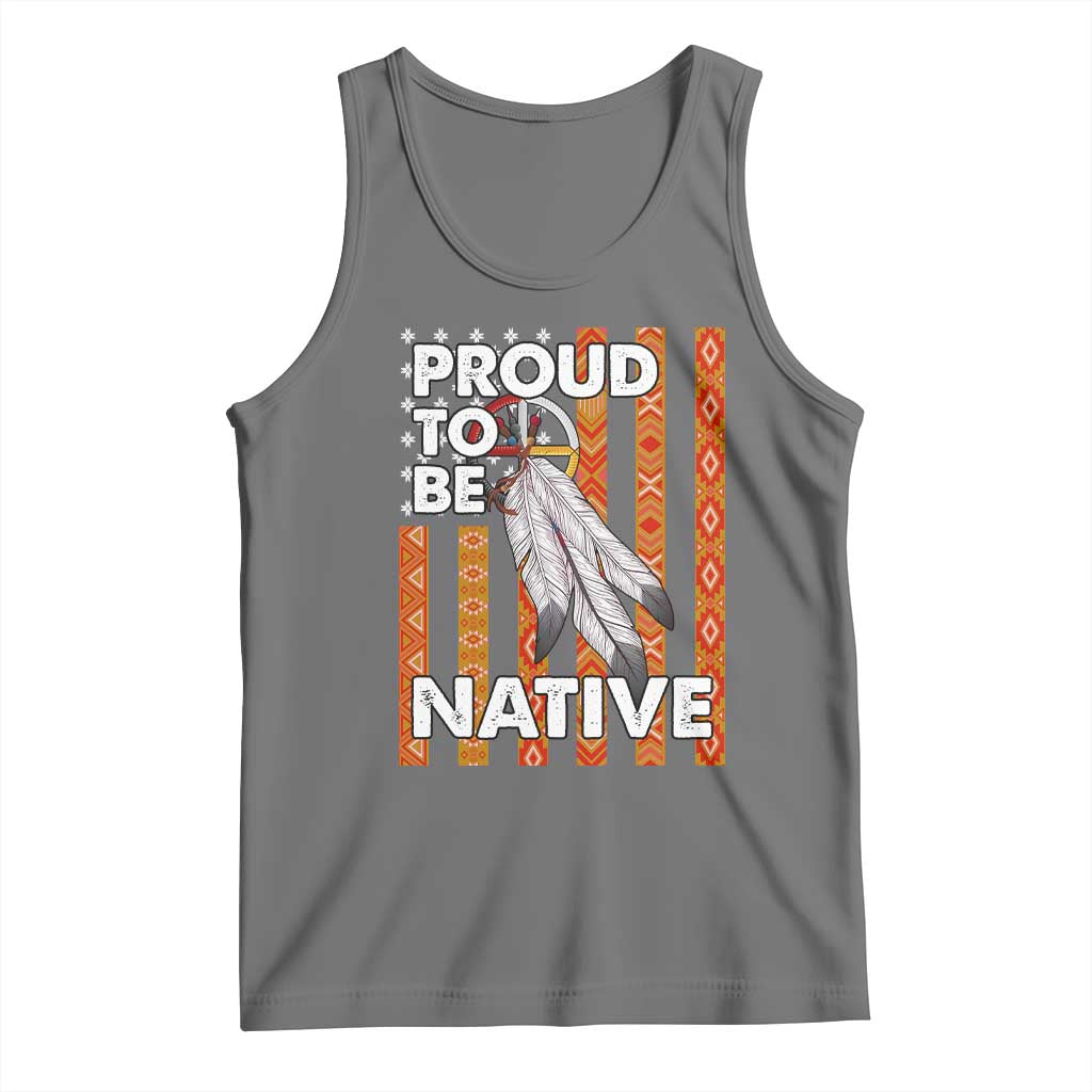 Native American Tank Top Proud To Be Native American Flag Tribal Prints Medicine Wheel TS11 Black Heather Print Your Wear