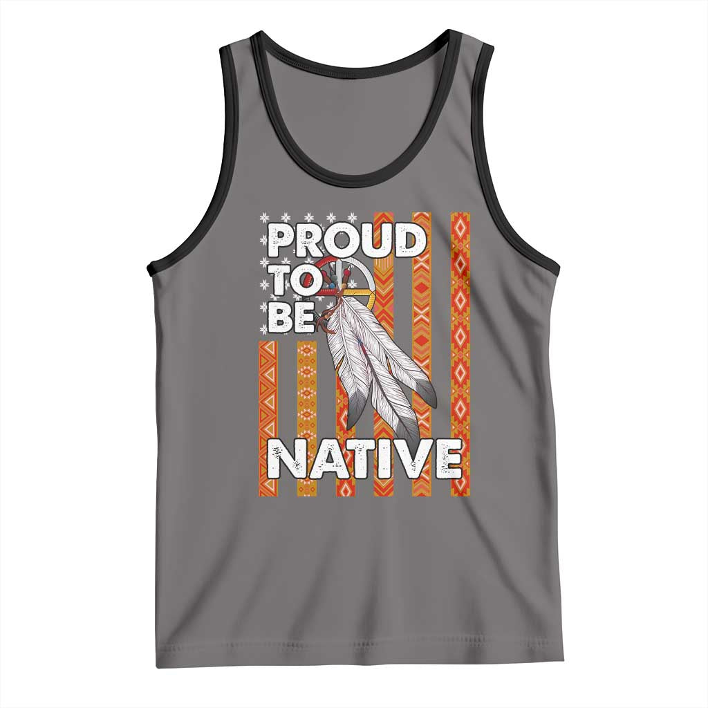 Native American Tank Top Proud To Be Native American Flag Tribal Prints Medicine Wheel TS11 Deep Heather Black Print Your Wear