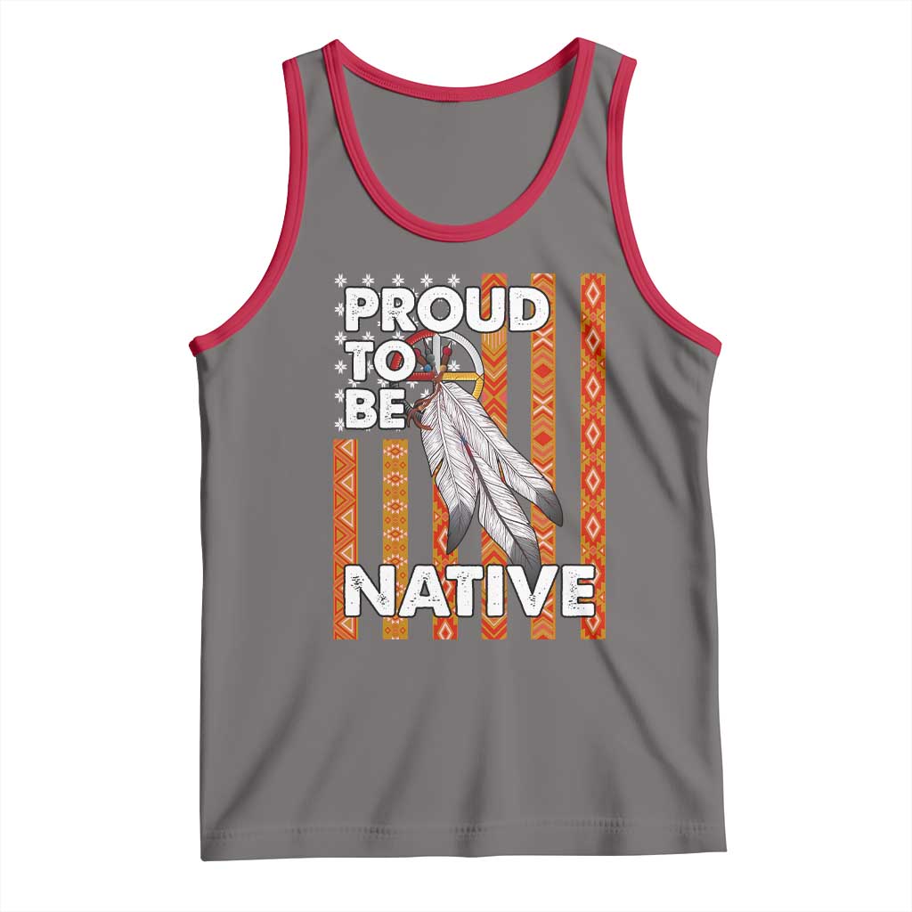 Native American Tank Top Proud To Be Native American Flag Tribal Prints Medicine Wheel TS11 Deep Heather Red Print Your Wear