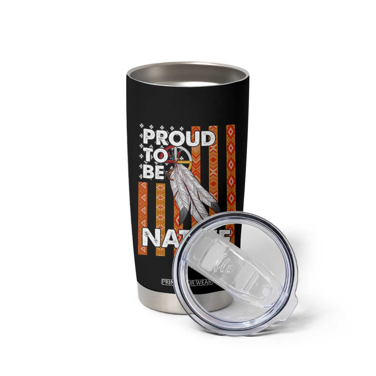 Native American Tumbler Cup Proud To Be Native American Flag Tribal Prints Medicine Wheel TS11 Print Your Wear