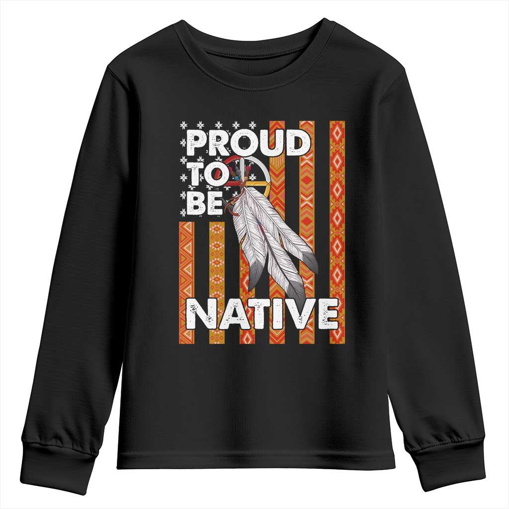 Native American Youth Sweatshirt Proud To Be Native American Flag Tribal Prints Medicine Wheel TS11 Black Print Your Wear