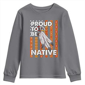 Native American Youth Sweatshirt Proud To Be Native American Flag Tribal Prints Medicine Wheel TS11 Charcoal Print Your Wear