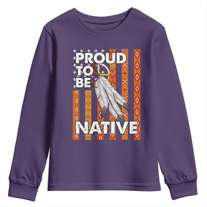 Native American Youth Sweatshirt Proud To Be Native American Flag Tribal Prints Medicine Wheel TS11 Purple Print Your Wear