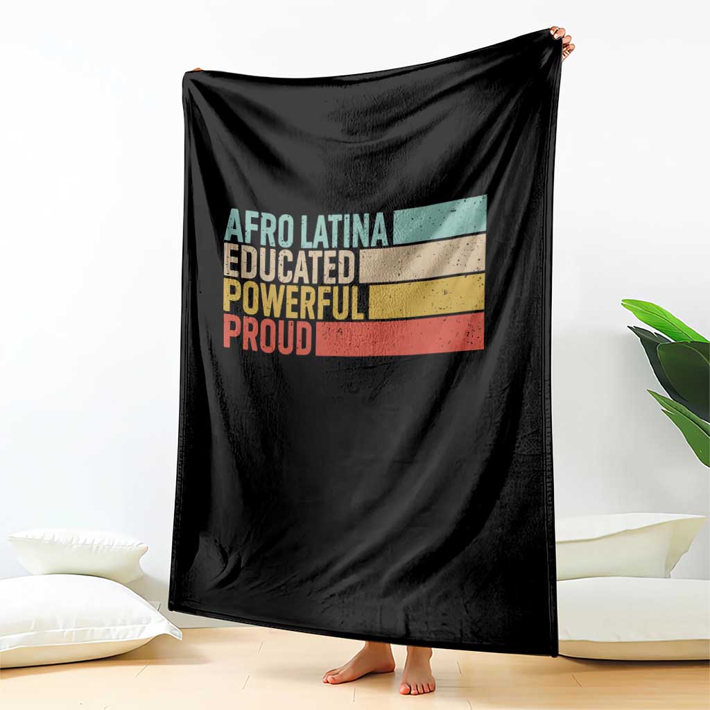 Afro Latina Throw Blanket Educated Powerful Proud Hispanic Heritage Month TS11 Print Your Wear