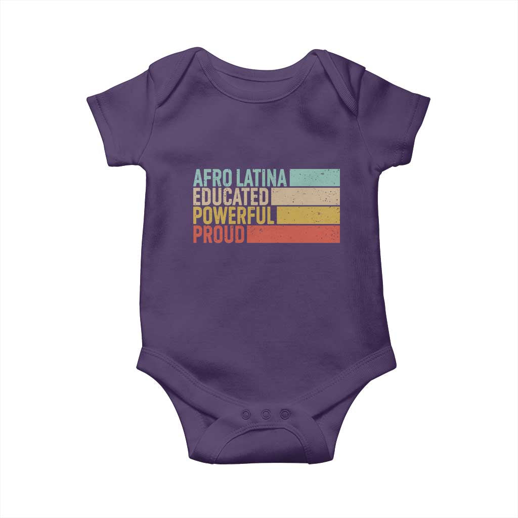 Afro Latina Baby Onesie Educated Powerful Proud Hispanic Heritage Month TS11 Purple Print Your Wear