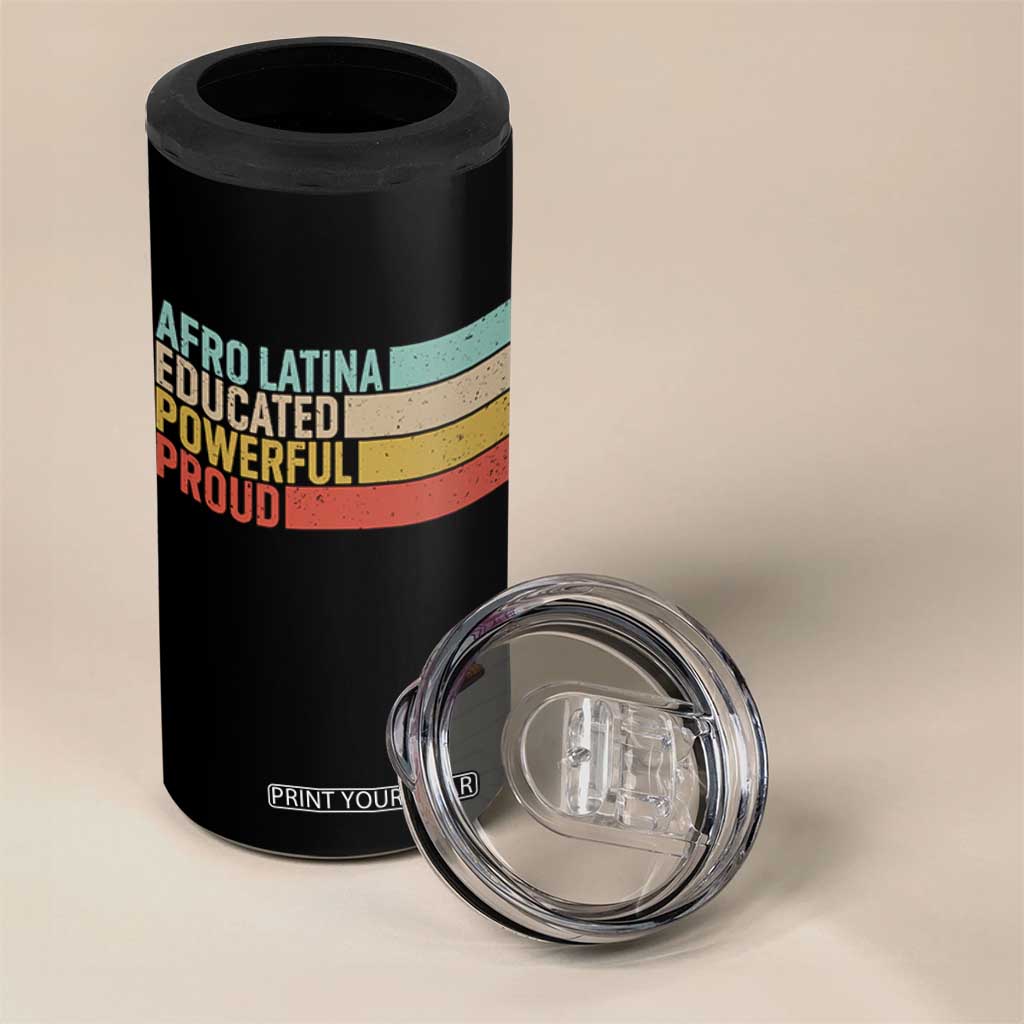 Afro Latina 4 in 1 Can Cooler Tumbler Educated Powerful Proud Hispanic Heritage Month TS11 Print Your Wear