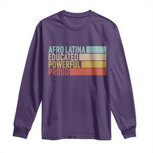 Afro Latina Long Sleeve Shirt Educated Powerful Proud Hispanic Heritage Month TS11 Purple Print Your Wear