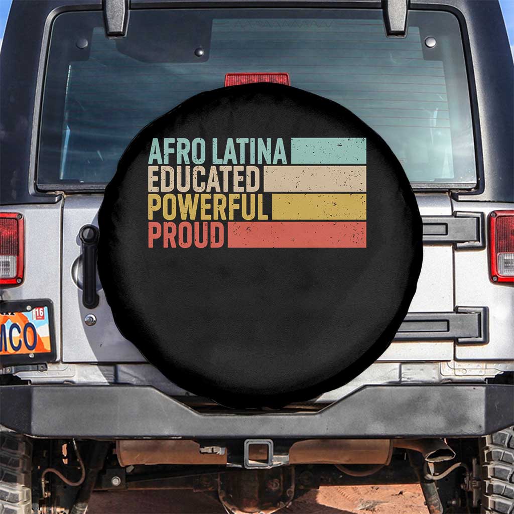 Afro Latina Spare Tire Cover Educated Powerful Proud Hispanic Heritage Month TS11 No hole Black Print Your Wear
