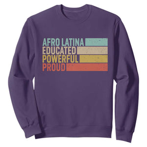 Afro Latina Sweatshirt Educated Powerful Proud Hispanic Heritage Month TS11 Purple Print Your Wear