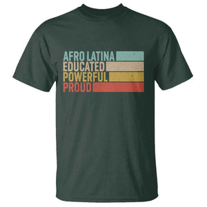 Afro Latina T Shirt Educated Powerful Proud Hispanic Heritage Month TS11 Dark Forest Green Print Your Wear