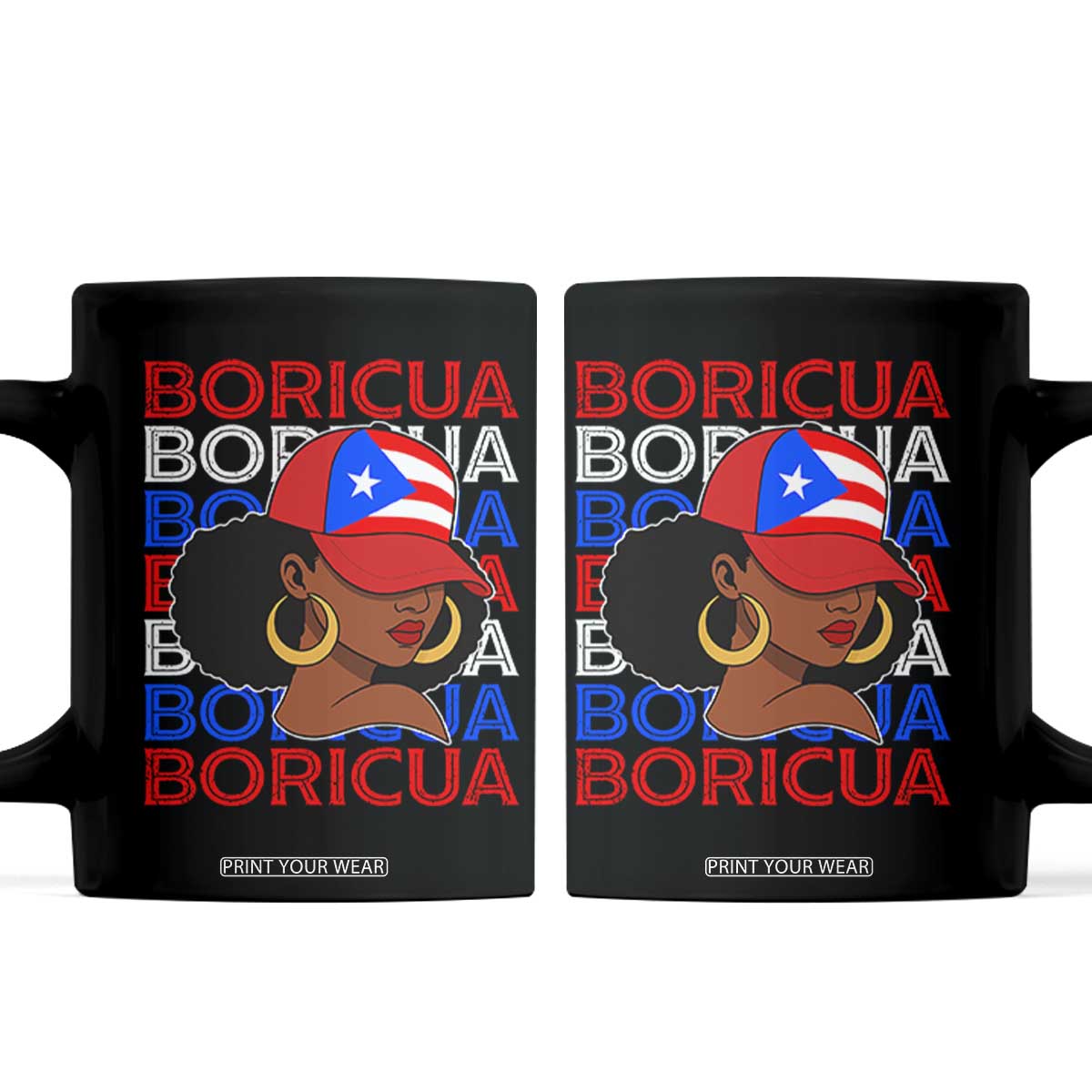 Puerto Rico Boricua Girl Proud Puerto Rican Hispanic Heritage Coffee Mug TS11 Black Print Your Wear