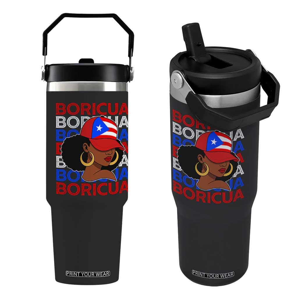 Puerto Rico Boricua Girl Proud Puerto Rican Hispanic Heritage Flip Straw Tumbler TS11 One Size: 30 oz Black Print Your Wear