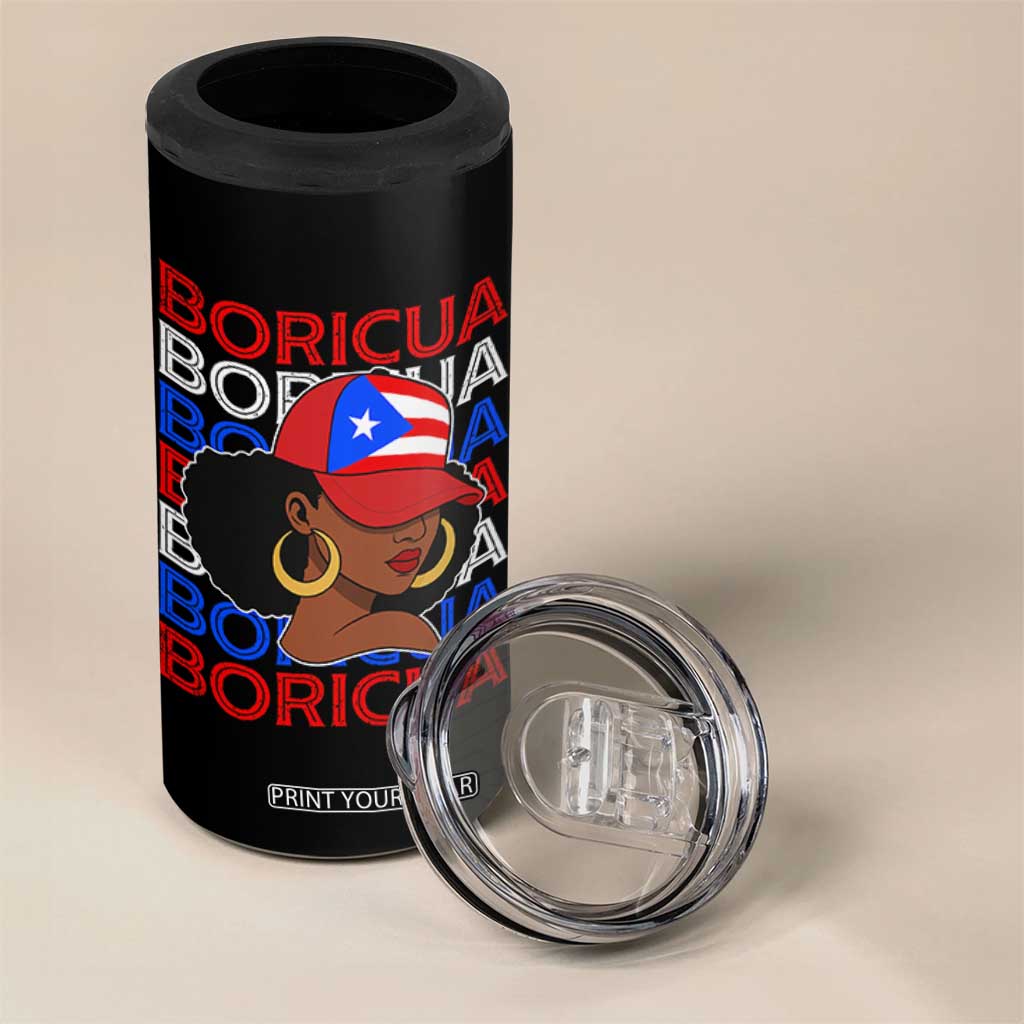 Puerto Rico Boricua Girl Proud Puerto Rican Hispanic Heritage 4 in 1 Can Cooler Tumbler TS11 Print Your Wear