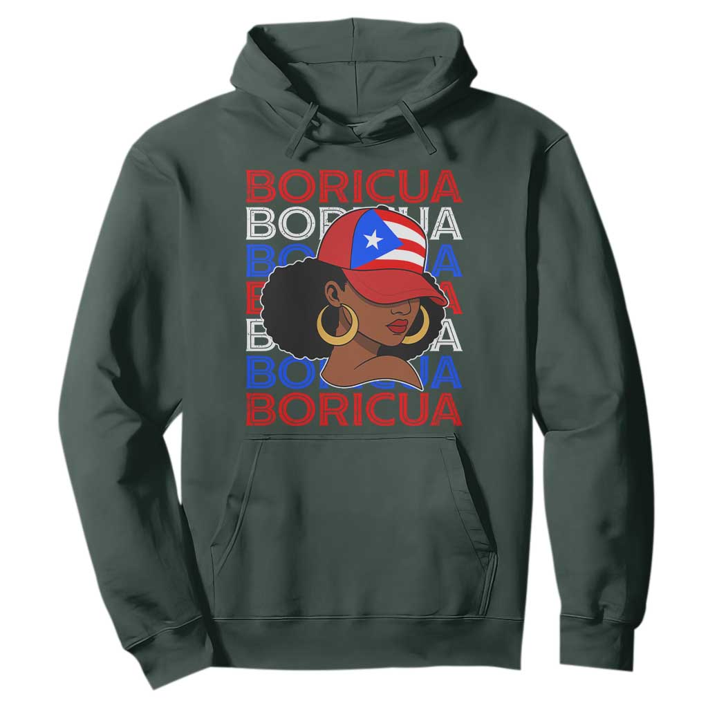 Puerto Rico Boricua Girl Proud Puerto Rican Hispanic Heritage Hoodie TS11 Dark Forest Green Print Your Wear