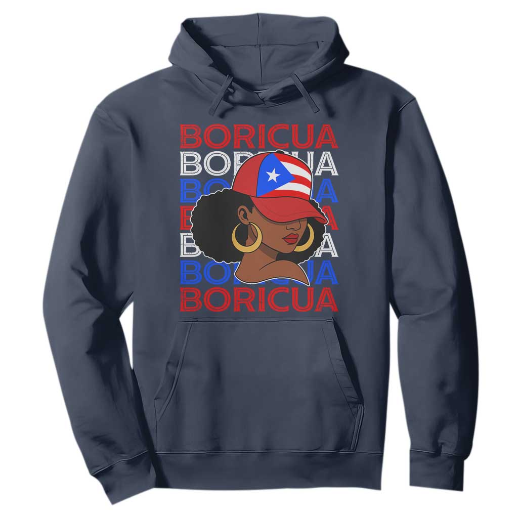 Puerto Rico Boricua Girl Proud Puerto Rican Hispanic Heritage Hoodie TS11 Navy Print Your Wear