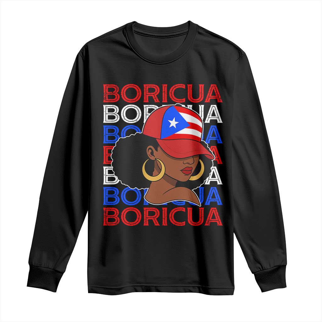 Puerto Rico Boricua Girl Proud Puerto Rican Hispanic Heritage Long Sleeve Shirt TS11 Black Print Your Wear