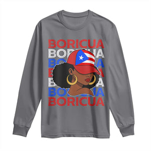 Puerto Rico Boricua Girl Proud Puerto Rican Hispanic Heritage Long Sleeve Shirt TS11 Charcoal Print Your Wear