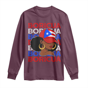 Puerto Rico Boricua Girl Proud Puerto Rican Hispanic Heritage Long Sleeve Shirt TS11 Maroon Print Your Wear