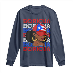 Puerto Rico Boricua Girl Proud Puerto Rican Hispanic Heritage Long Sleeve Shirt TS11 Navy Print Your Wear