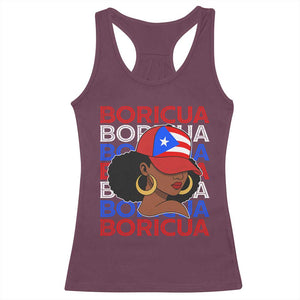 Puerto Rico Boricua Girl Proud Puerto Rican Hispanic Heritage Racerback Tank Top TS11 Maroon Print Your Wear