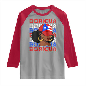 Puerto Rico Boricua Girl Proud Puerto Rican Hispanic Heritage Raglan Shirt TS11 Sport Gray Red Print Your Wear