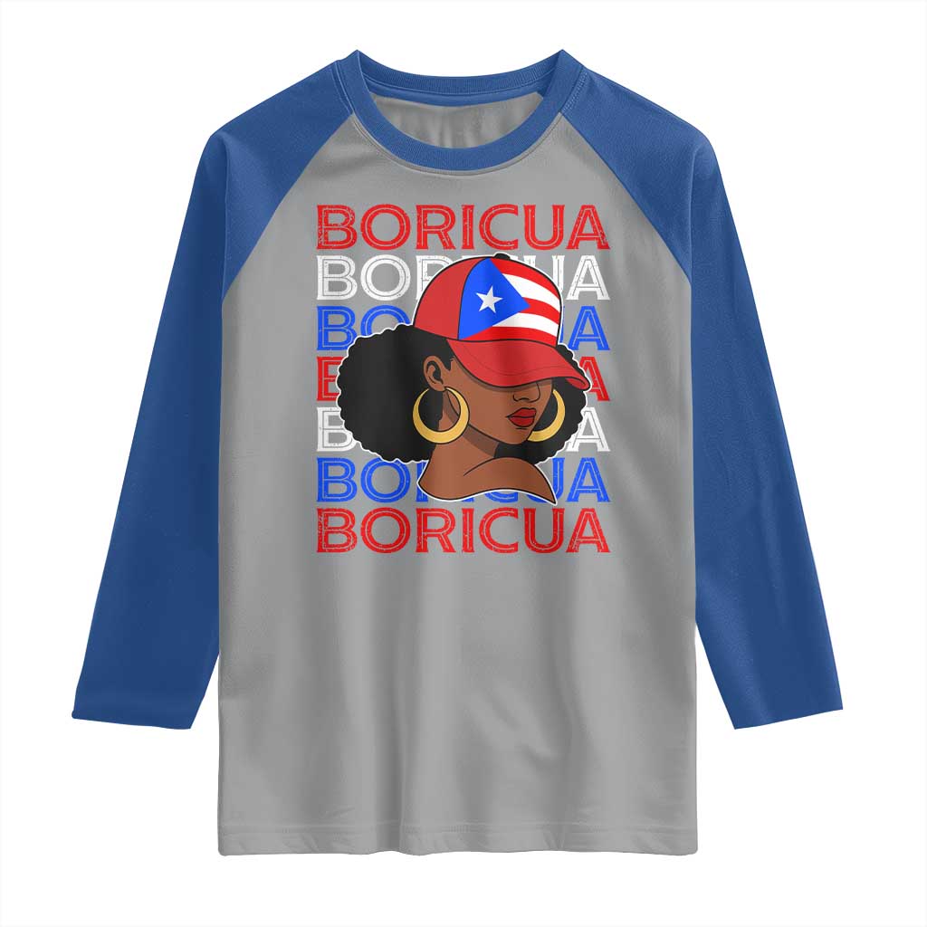 Puerto Rico Boricua Girl Proud Puerto Rican Hispanic Heritage Raglan Shirt TS11 Sport Gray Royal Print Your Wear