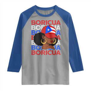 Puerto Rico Boricua Girl Proud Puerto Rican Hispanic Heritage Raglan Shirt TS11 Sport Gray Royal Print Your Wear