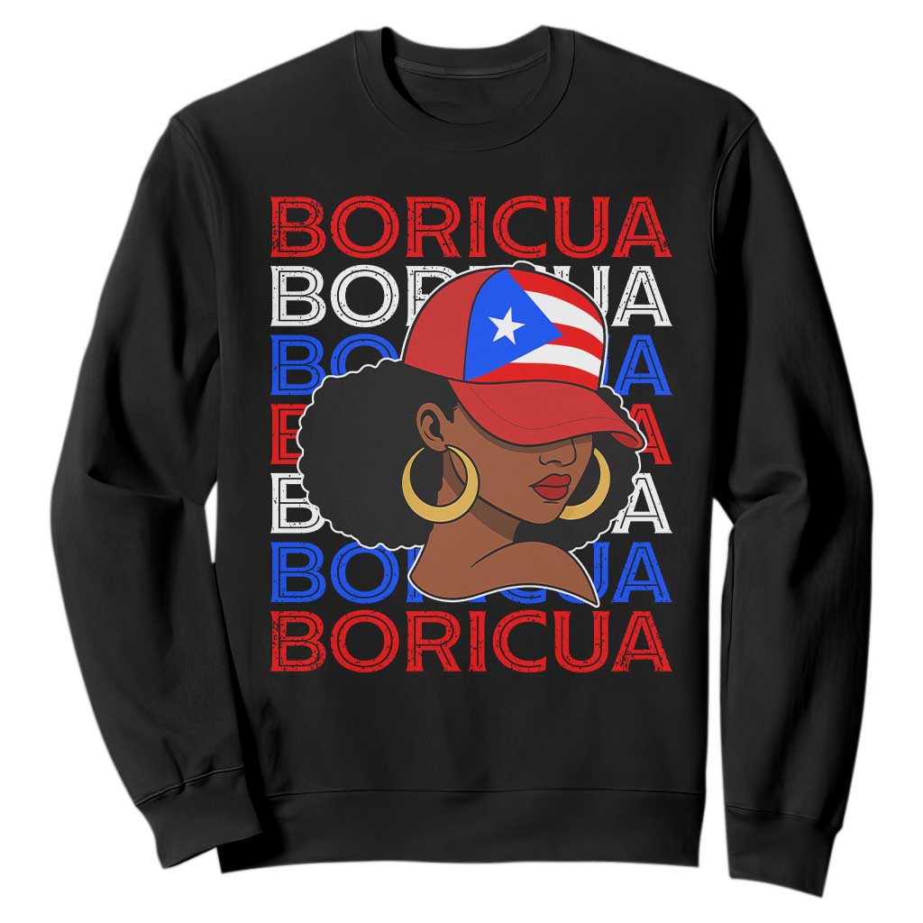 Puerto Rico Boricua Girl Proud Puerto Rican Hispanic Heritage Sweatshirt TS11 Black Print Your Wear